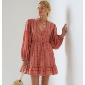Anthropologie salmon lace dress Small